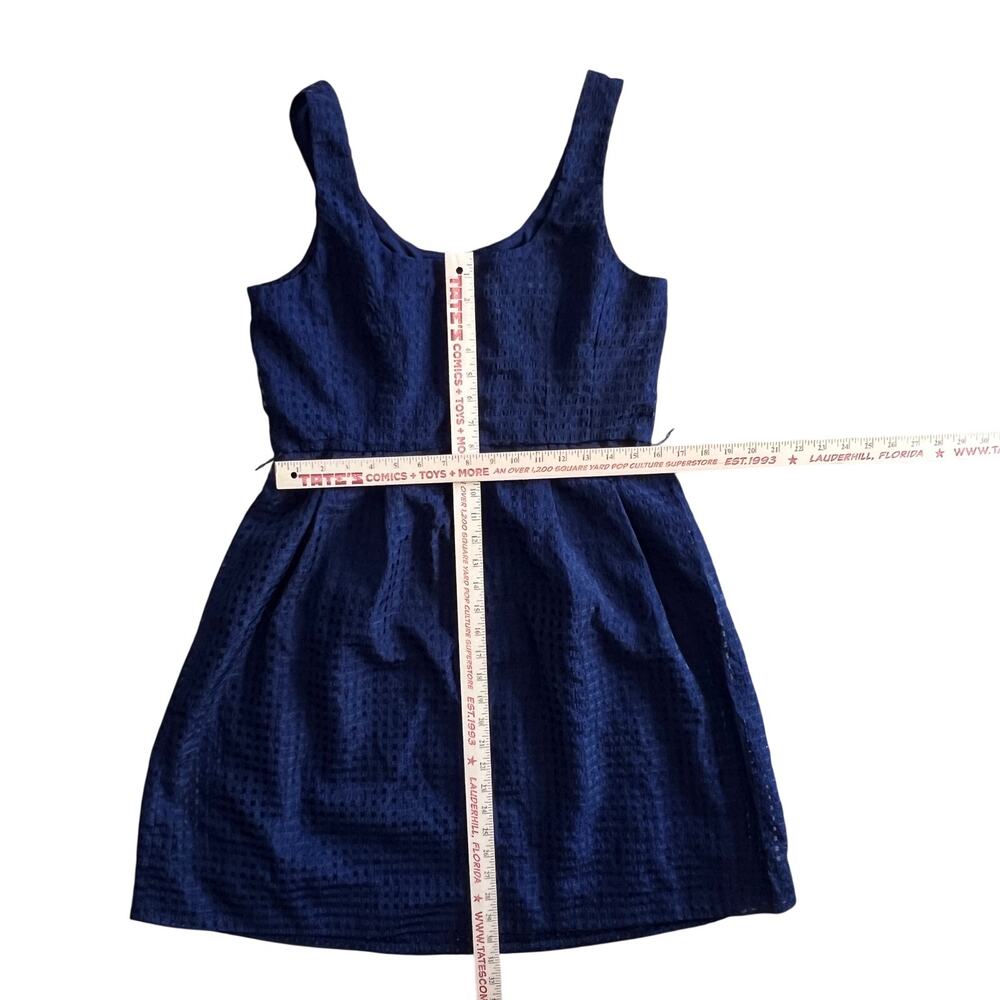 Anne Klein AK Blue Textured Fit Flare Dress Women’s Size 8 - Picture 4 of 8